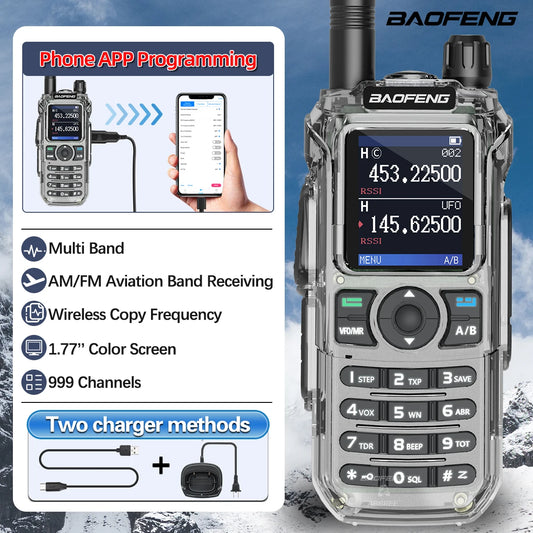 BAOFENG UV-21 PRO Walkie Talkie Wireless Copy Frequency High Power Multi-Band Type-C Charger Long Range Upgrade V2 Ham Radio