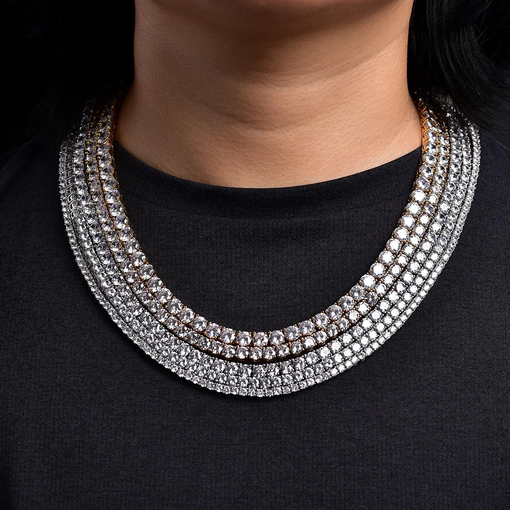 Moissanite Tennis Necklace for Woman Man Wedding Jewely with Certificate 925 Sterling Sliver Plated 18k White Gold Necklace