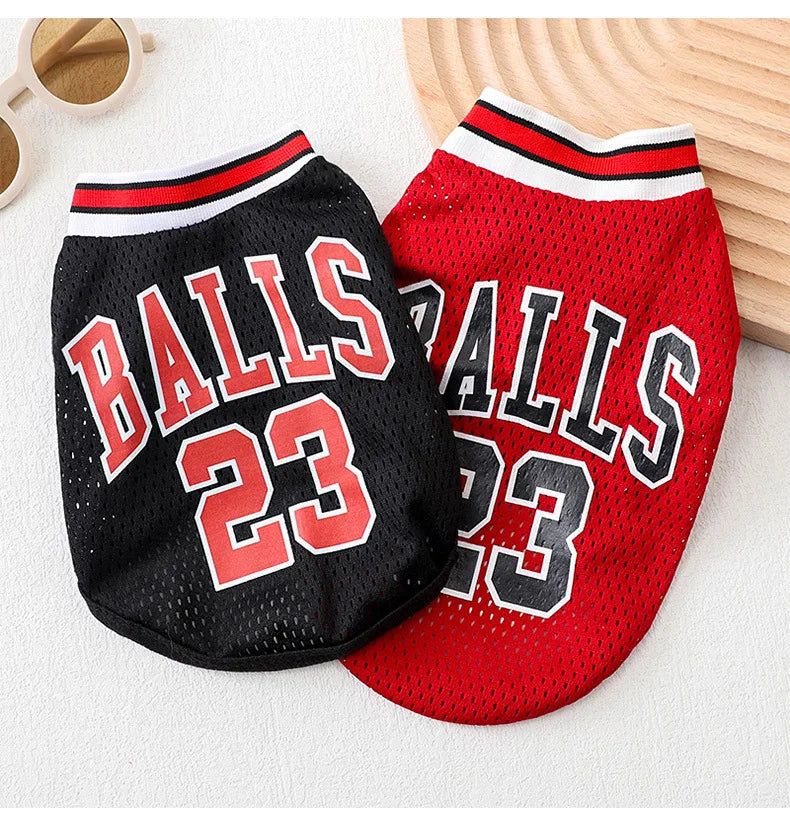Summer Pet Vest Small Body Hugger American Bulldog Breathable Lightweight Small Dog Lettered Basketball Two-Piece Outfit