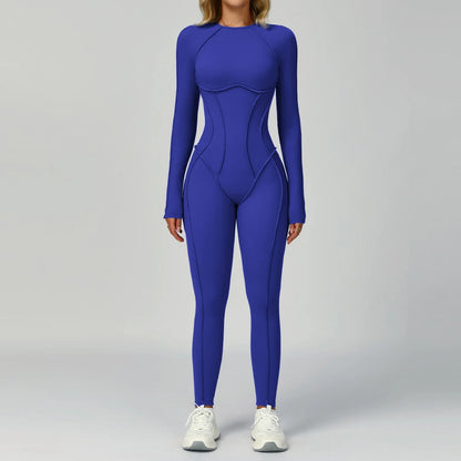 Sexy Hollow Back Long Sleeve Yoga Jumpsuit Women Quick Dry One-piece Yoga Suit Gym Training Leggings Playsuit Slim Fit Bodysuits