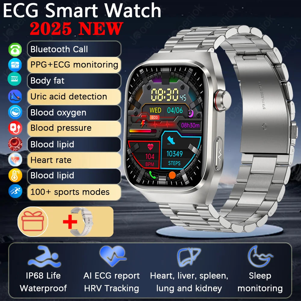 TK16 Smart Watch Men 2.04 Inch Amoled Bluetooth Call AI Voice ECG Health Monitoring SOS Sports Fitness Tracker Women Smartwatch