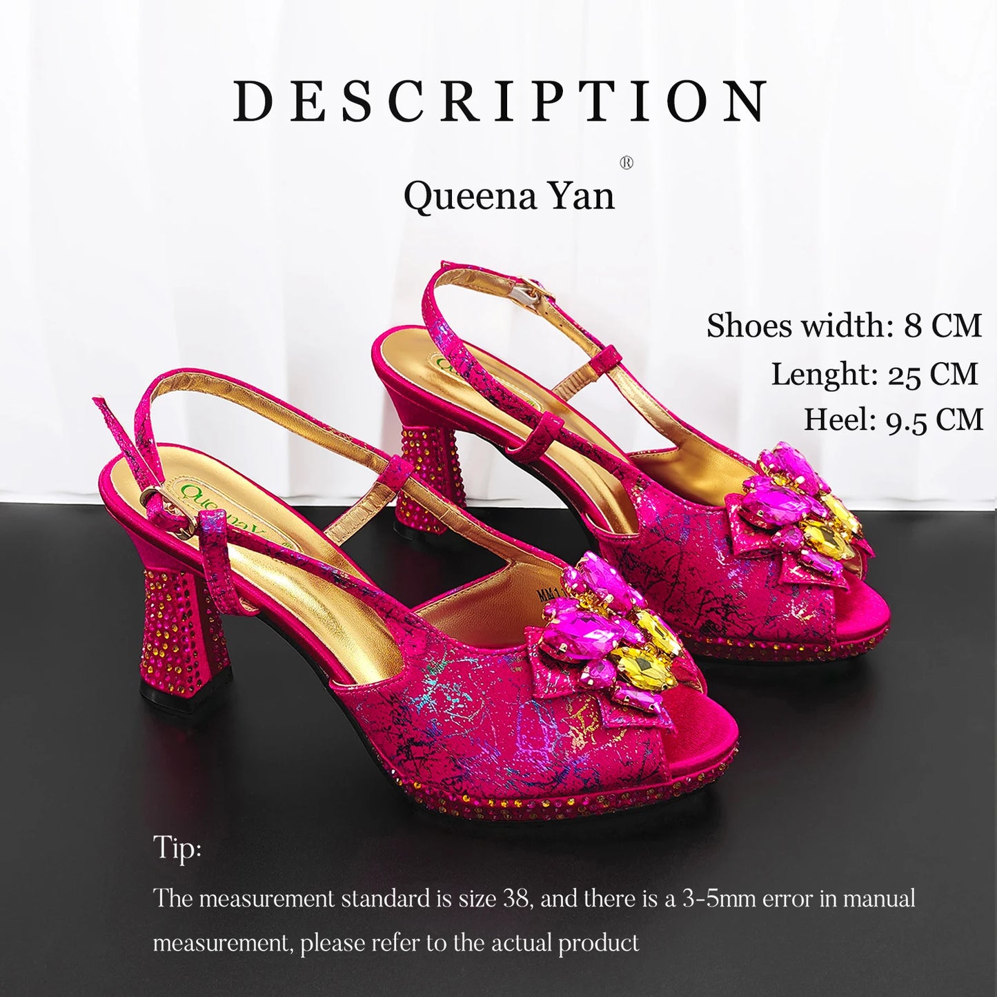 Print Design Mature Style Fuchsia Color Essential for Banquets, Exquisite HandBag with Sexy High-Heeled Peep Toe Lady Shoes