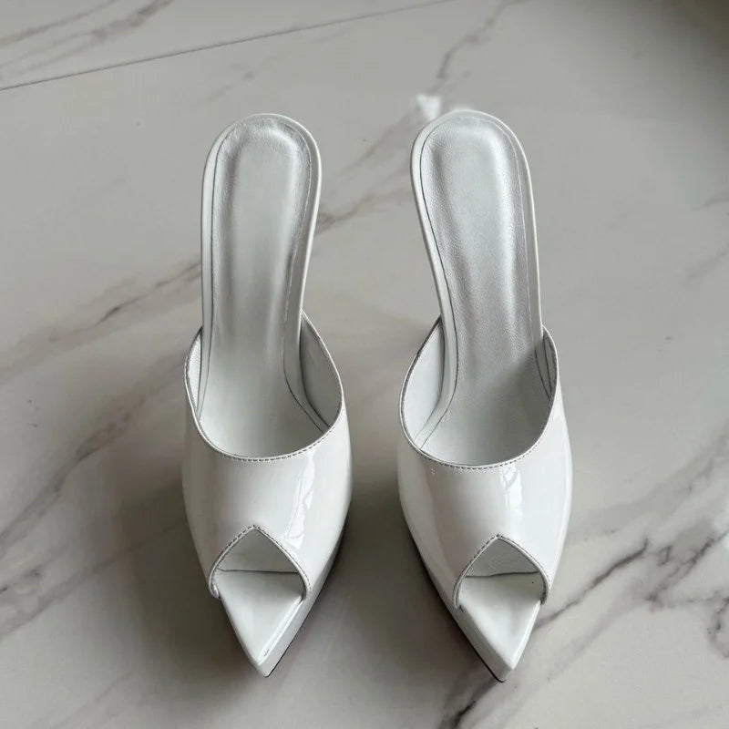Summer Women's Pointed Toe Open Toe Stiletto Cool Slippers Fashion Women's Wedding Dance Shoes  Luxury Sandals Slippers