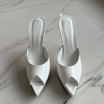 Summer Women's Pointed Toe Open Toe Stiletto Cool Slippers Fashion Women's Wedding Dance Shoes  Luxury Sandals Slippers