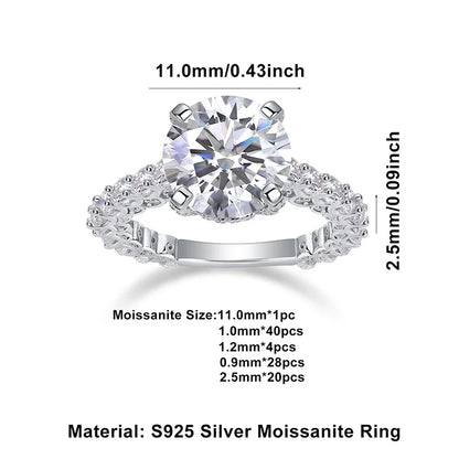NKHOG 5CT Full D Color VVS Moissanite Ring For Women S925 Silver Luxury Engagement Bride Wedding Band Gift Jewelry GRA Certified