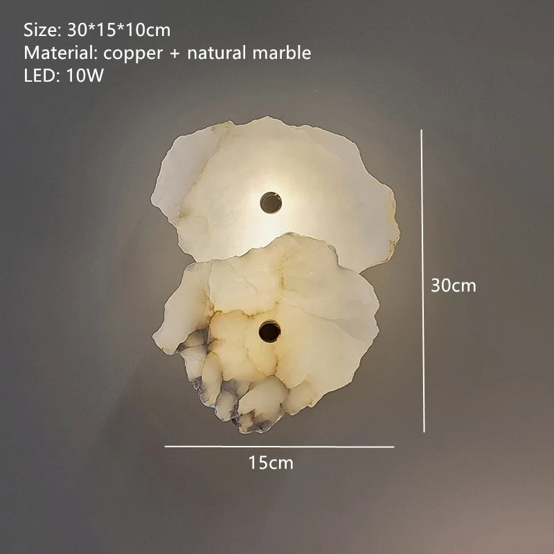 Natural Marble LED Wall Lamp Copper Luxury Novelty Lighting Sconce For Bedroom Living Dining Room Wall Decor Modern Art Design
