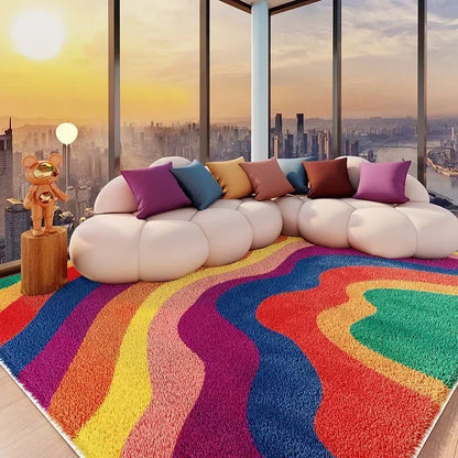 VIKAMA Carpet for Living Room Colorful Large Area Cartoon Bedroom Bedside Plush Rugs Cute IG Sofa Coffee Table Floor Mats