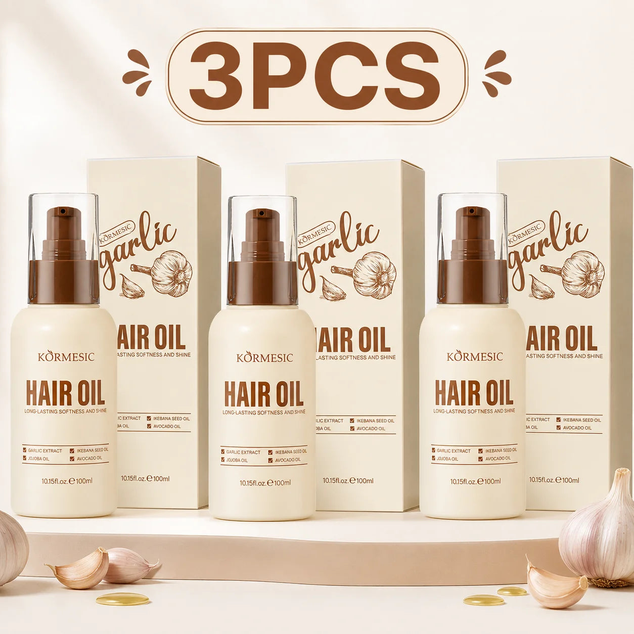 Garlic Hair Growth Oil 100ML Hair Regrowth Serum For Thinning Hair, Scalp Root Care, Anti Hair Loss, Fuller Thicker Hair Unisex