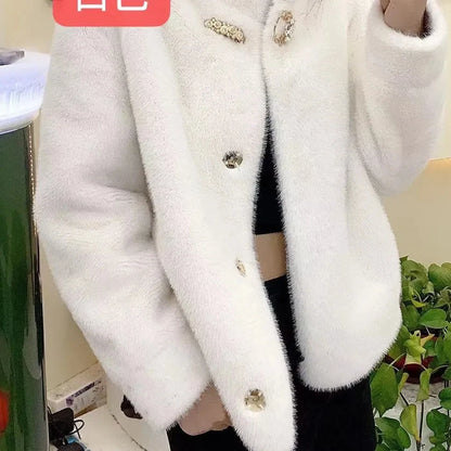 Short Hooded Mink Fur Temperament Thickened Fur One-Piece Mother Coat Hooded Leopard Fur Slimming And Age Reducing Winter New