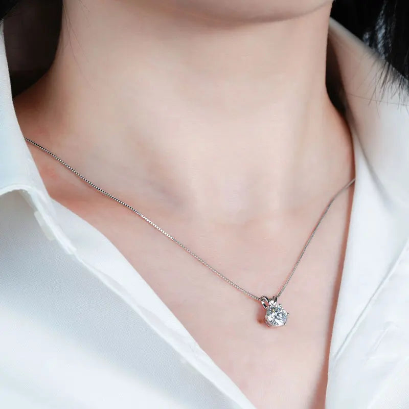 Classic 0.5CT-5CT D Moissanite Pendant Necklace Adjustable Chain 925 Silver for Women with Certificate 2CT 3CT 4CT Lab Diamond