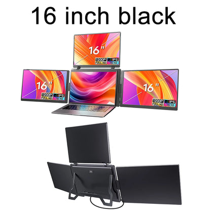 Triple Screen Portable LCD Backlit Monitor FHD Display Secondary Screen Connected to Notebook with 1 Cable Sub Screen Extender