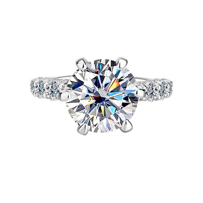 Women's Fashion High-End PT950 Platinum Ring, Luxury Inlaid 2CT Moissanite, White Moonlight Light Luxury Style