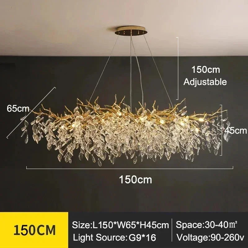 Luxury Modern Crystal Ceiling Chandelier Led Pendant Lamp Dining Table Living Room Bedroom Home Decor Wall Hanging Light Fixture