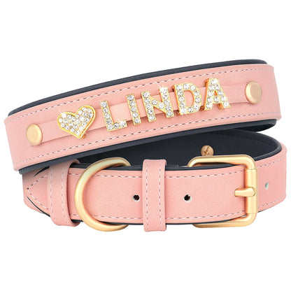 Customized Leather Dog Collar DIY Personalized Small Medium Dogs Chihuahua Pitbull Necklace Free Name Charms Pet Accessories