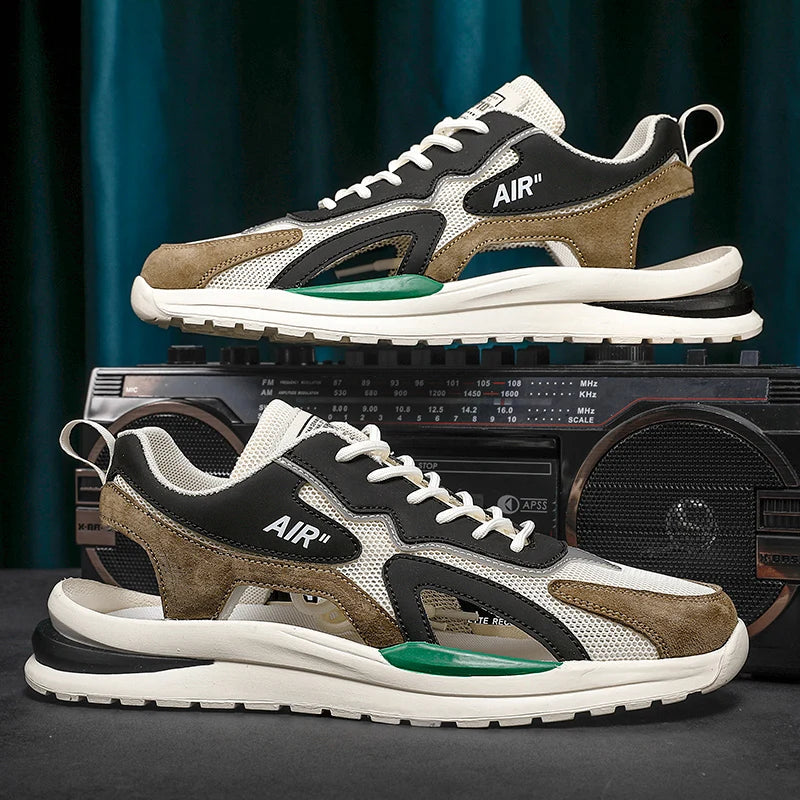 Summer Men Hollow Sandal Sneakers Breathable Mesh Platform Quick-Dry Casual Walking Shoes Non Slip Light Outdoor Beach Trainers