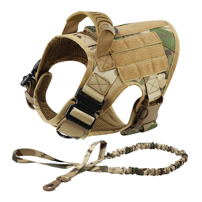 Dog Harness for Large Dogs Leash Collar Molle Pouch Military Harnesses French Bulldog Pet Tactical Training Vest Dog Accessories