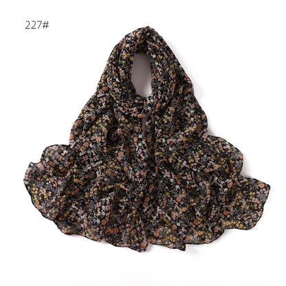 66 Colors Pearl Chiffon Printed Hijab Scarf New Fresh Small Floral Polka Dot Sunscreen Silk Scarf Shawl Turbans for Women Hijabs