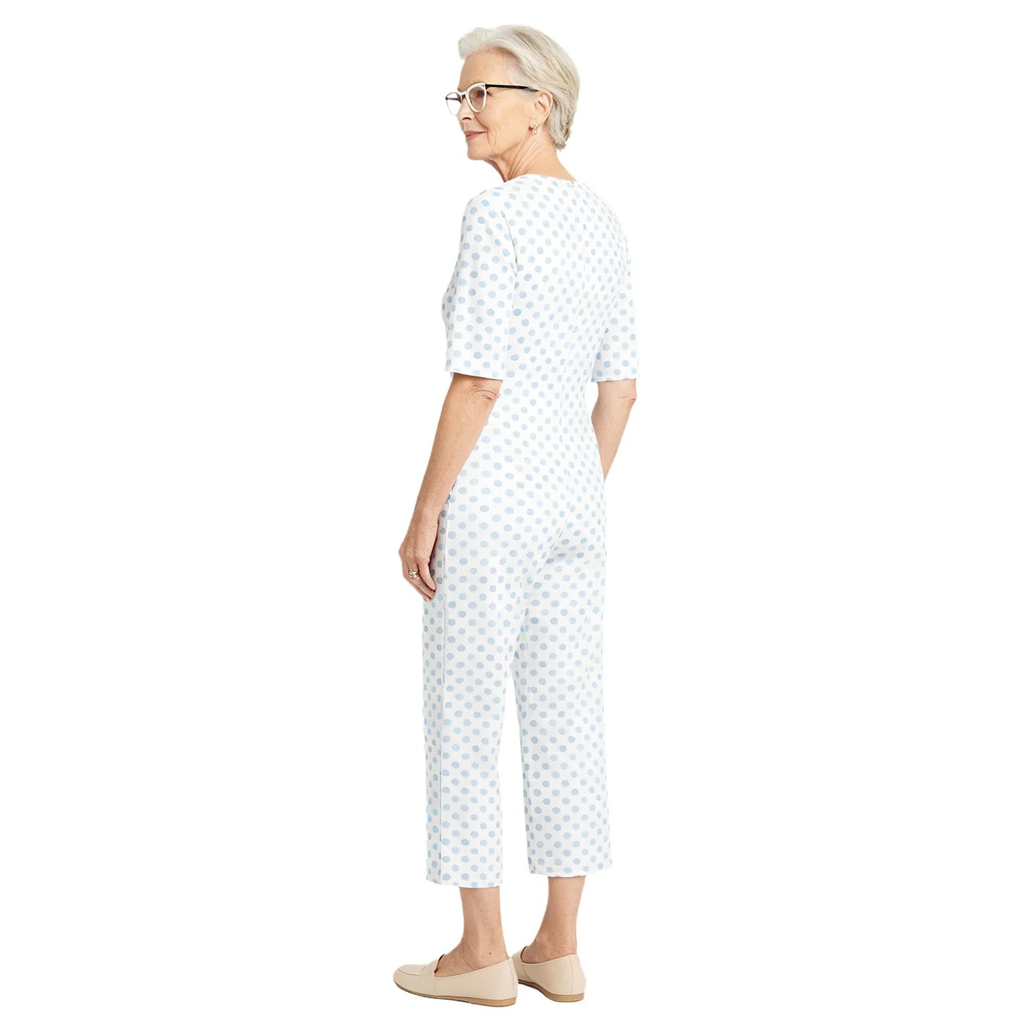 Women Special Need Adaptive Clothing Elderly Alzheimer Dementia Back Zipper Anti-Strip Nursing Jumpsuit Homewear Sleepwear