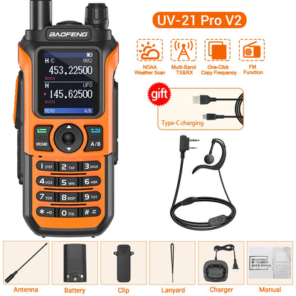 Baofeng UV-21 PRO Walkie Talkie Wireless Copy Frequency 16 KM Long Range TYPE-C V2 Two Way Radio Ham CB Radio UV-5R UV-17