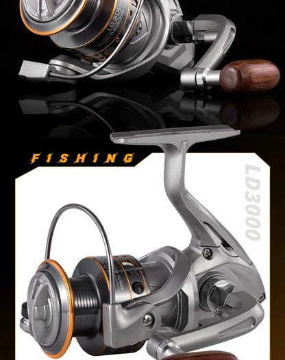Rooblinos LD Lightweight Spinning Reel 5.2:1 Gear Ratio Smooth Fishing Reel for Trout Bass Freshwater Saltwater Fishing