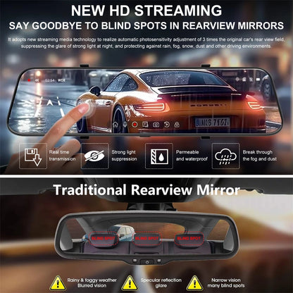 Touch Screen 1080P HD Automotive Driving Recorder Front & Rear Dashcam with Interior Car Camera, Photo Mode, AVI Video Format, Car Electronics Accessory
