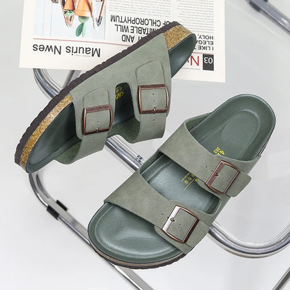 Men Leather Sandals Summer Classic Boys Shoes Slippers Soft Sandals Roman Comfortable Outdoor Beach Walking Footwear All-Match