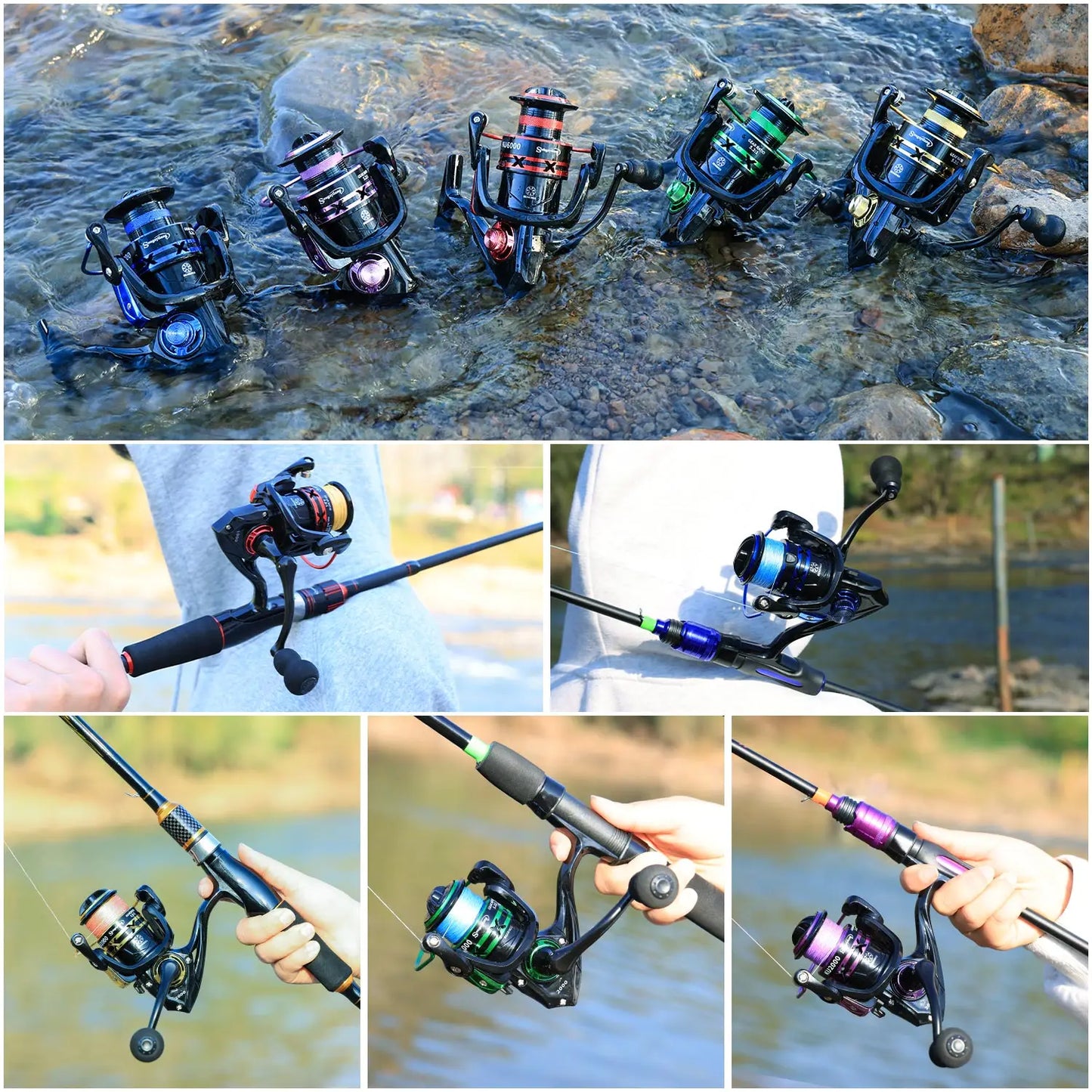 Sougayilang Spinning Fishing Reel 1000-7000 Series 5.2:1 Gear Ratio Aluminum Spool Ultra Smooth Reel Max Drag 20kg Fishing Tool