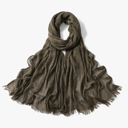 Fashion Crinkle Cotton Royan Hijab Scarf for Muslim Women Islamic Long Soft Shawls Wraps Short Tassel Bufanda Accessories