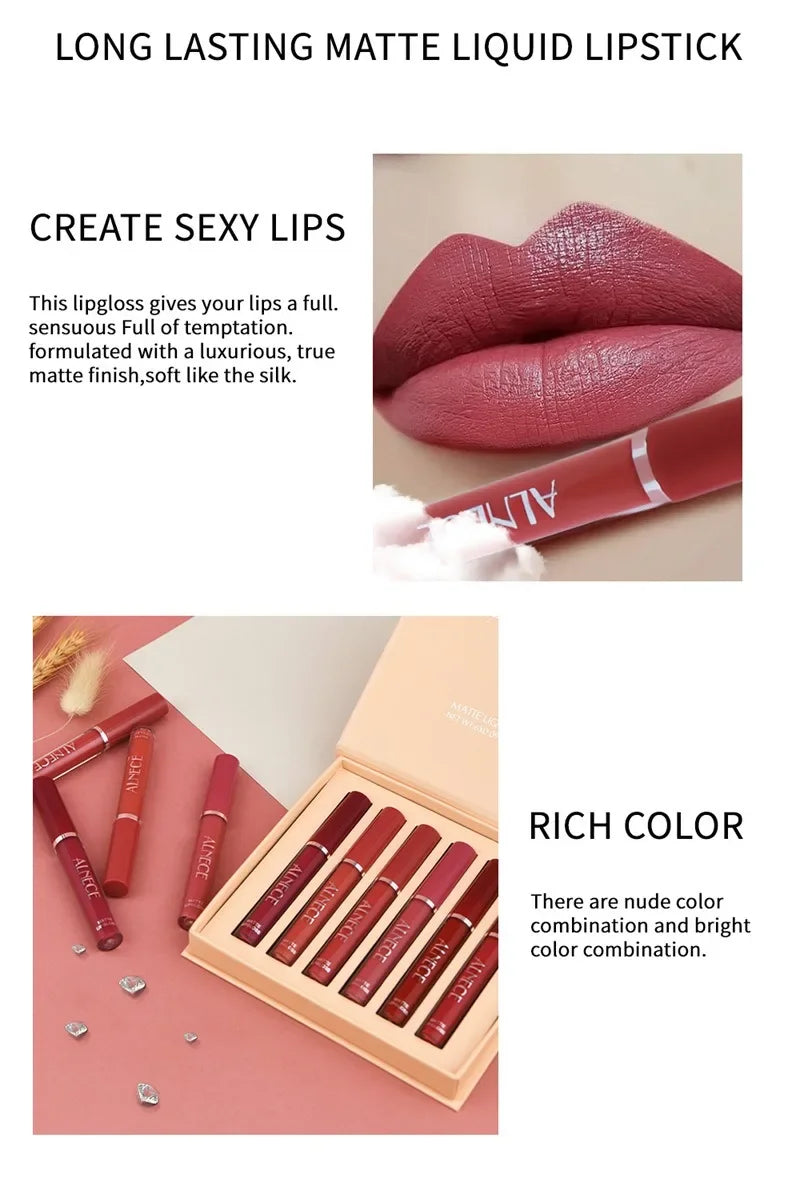 Combination Lipstick Set Makeup for Women Waterproof Long Lasting Cosmetics Matte Velvet Nude Color Lipstick Makeup Gift Box