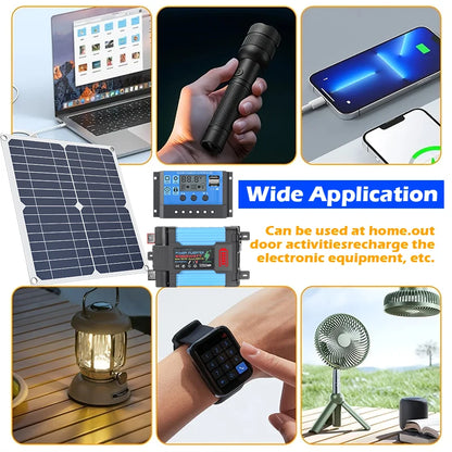 Complete Off-Grid 6000W Solar Power Kit+200W Foldable Solar Panel - Portable Power Station for Home Backup, RV Camping Car