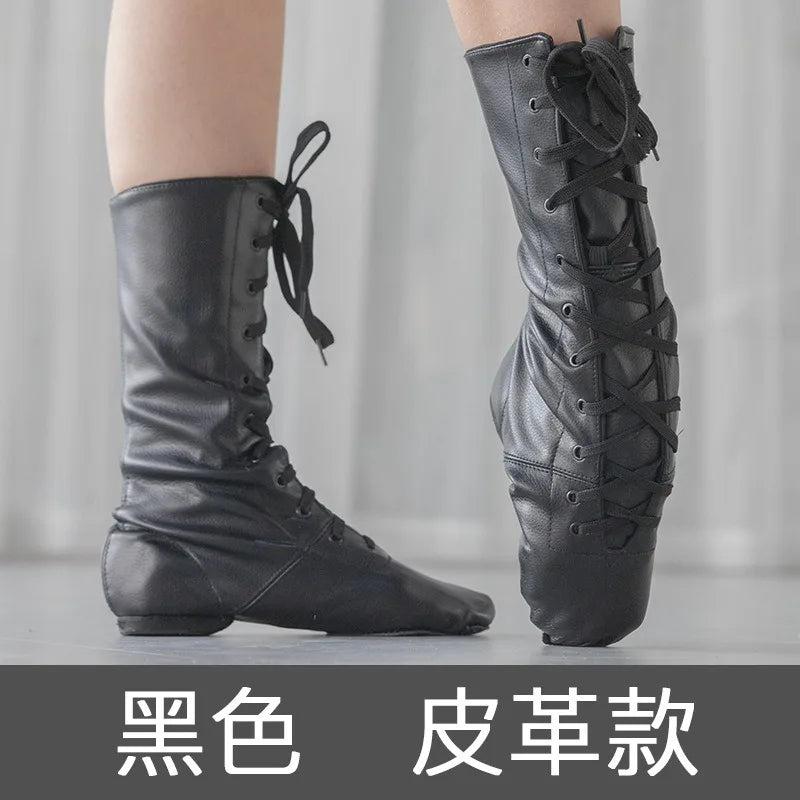 XIHAHA Jazz Dance Boots Women Soft Sole Leather Latin  Dancing Shoes Woman Children Girls Ballet Shoes Ballroom Training Shoe