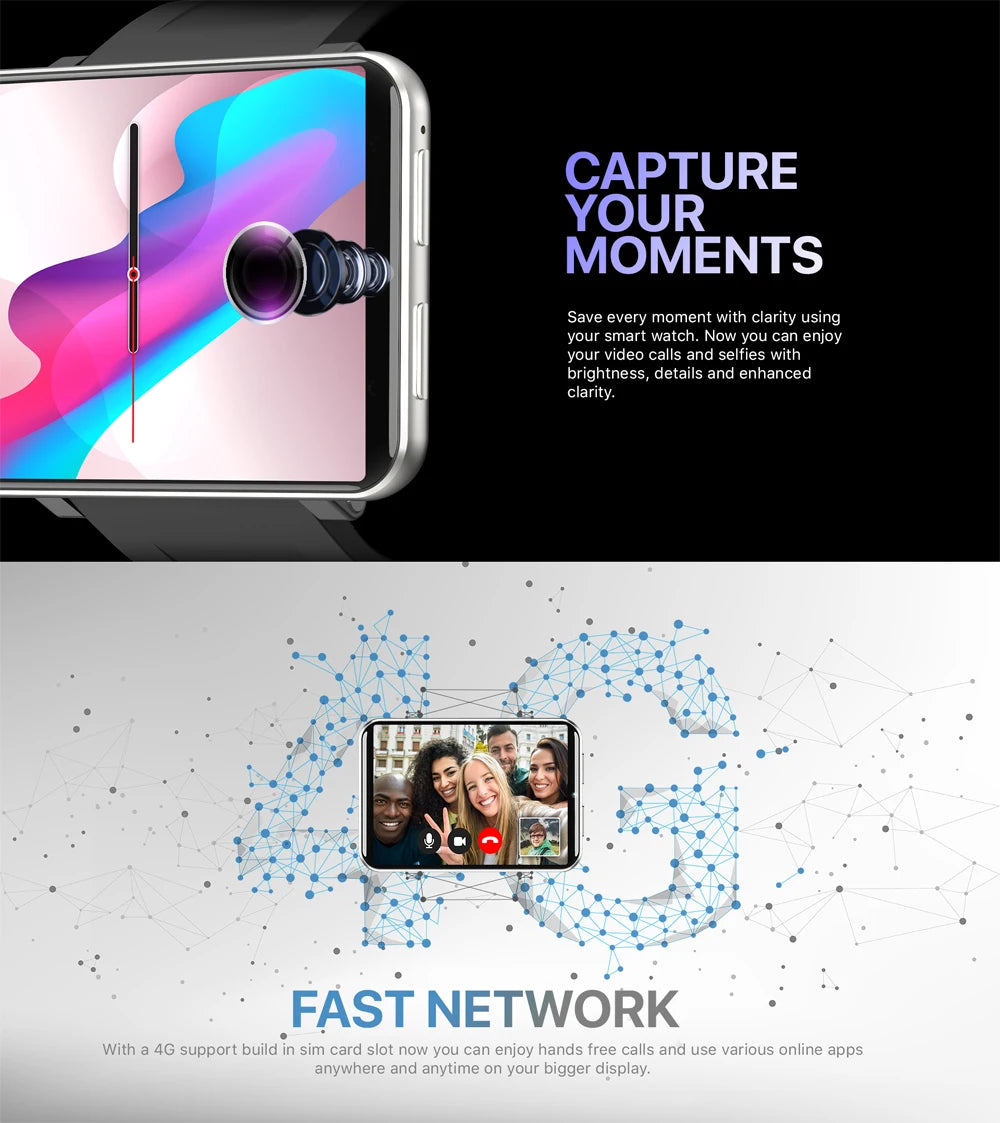 Rainbuvvy DM100 4G LTE Smart Watch Android 7.1 3GB RAM 32GB ROM 5MP Camera IPS 2700mah Battery 2.86 inch Touch Screen Smartwatch