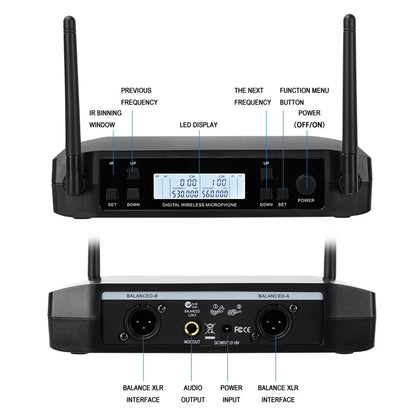 Original GLXD Four Microphone Set with Imitation Whistling Sound Dual Microphones and FM Receiver