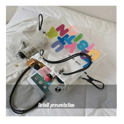 New FashionTransparent Tote Bag for Women Large Capacity Jelly Shoulder Handbag Versatile Casual Crossbody Bag for Spring Summer
