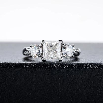 Carnica Luxury 925 Sterling Silver 1CT Real Moissanite Ring for Women Sugar Cube Pull-twist Arm GRA Diamond Wedding Jewelry Gift