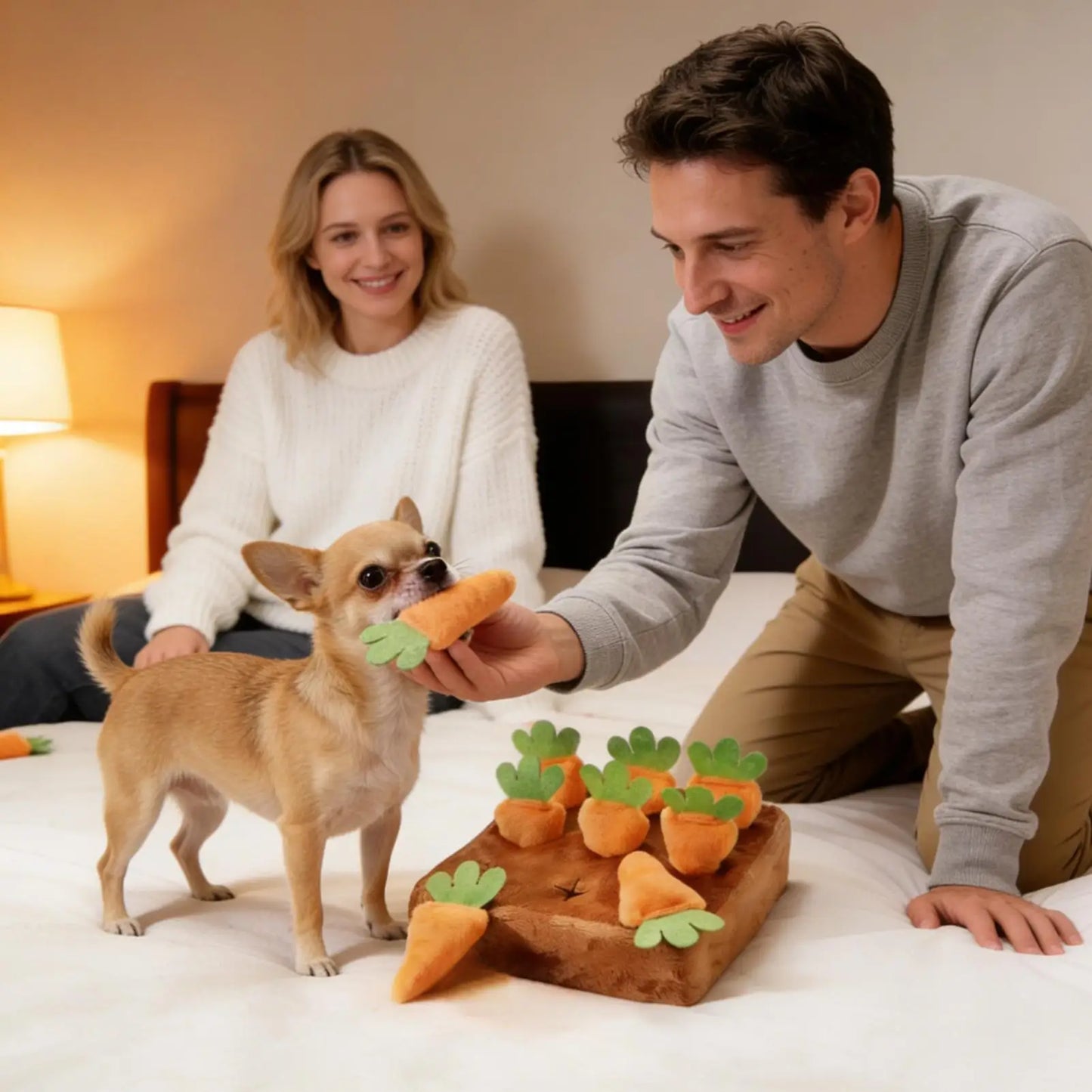 Dog Snuffle Mat Interactive Feeding Puzzle Game with Removable Carrots for Puppy Mental Stimulation Training Mat Slow Feeder