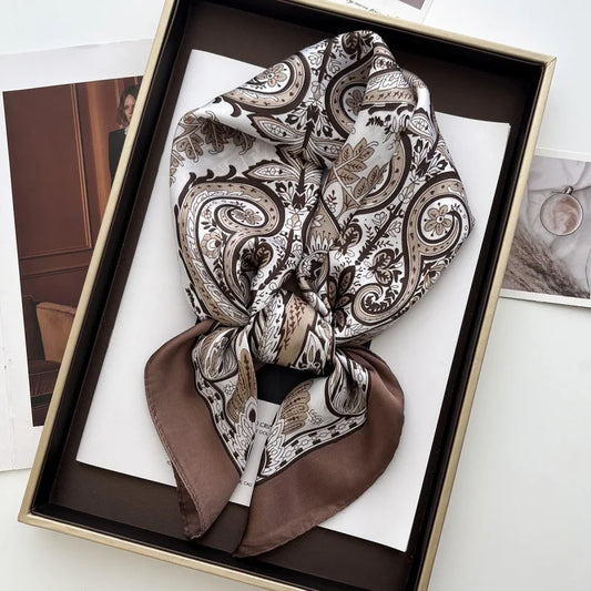 2026 New Elegant Fashion 70X70cm Printed Women's Scarf Silk Scarf Square Shawl Decorative Headband Neck Luxury Design Bandana