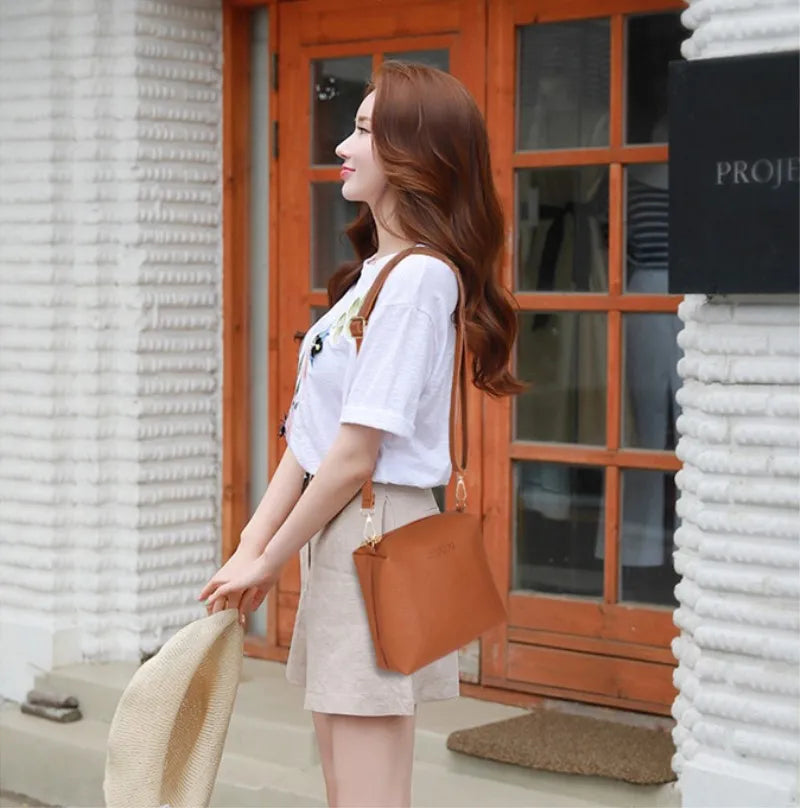 4Pcs/Set Shoulder Bag Large Capacity Crossbody Handbags Enhanced and Reinforced PU Leather Wallet Purse Crossbody Bags for Women