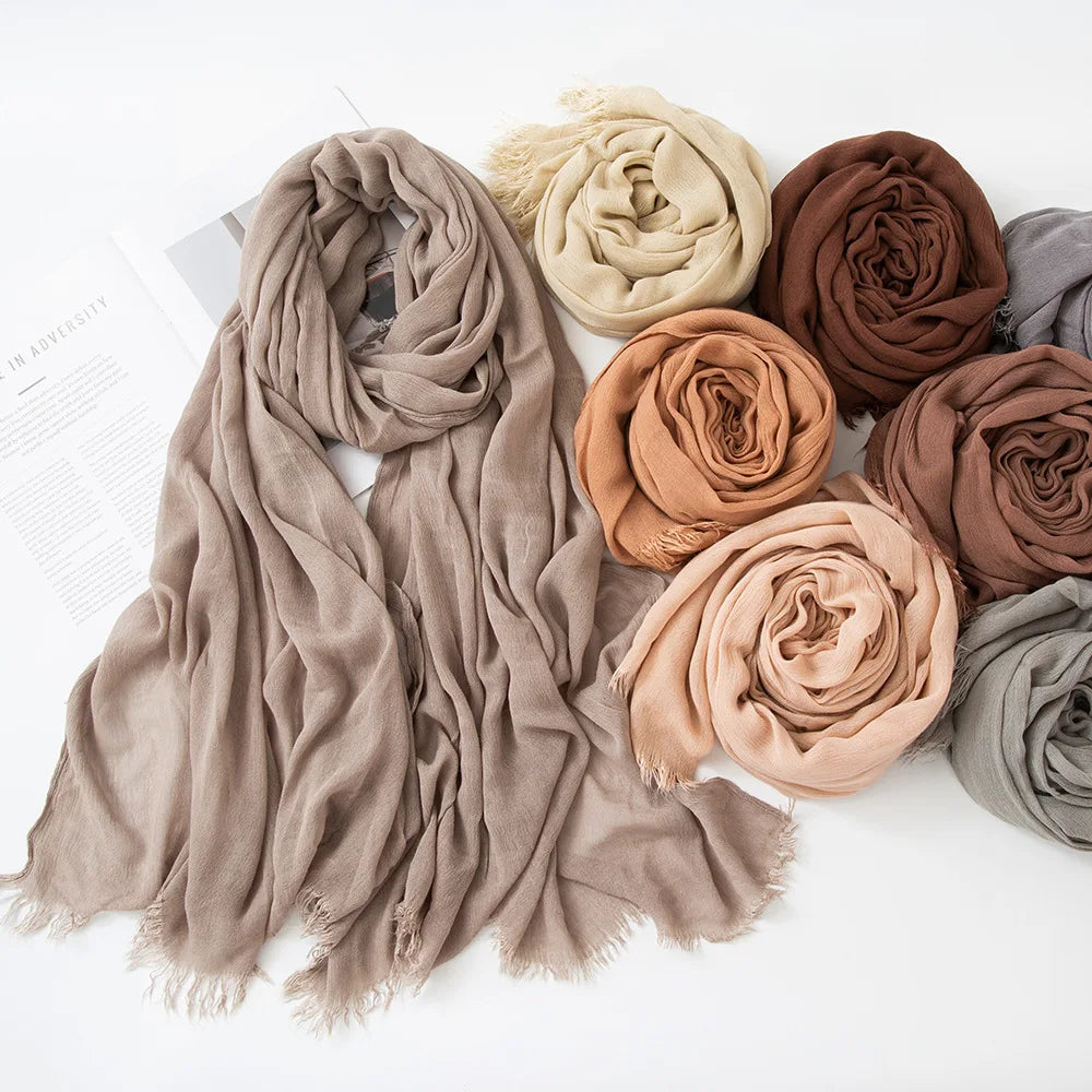 60 Color Cotton Crepe Shawl Headwraps Fashion Scarf Hijab For Women Veil Muslim Islam Hijab Cap Scarf For Muslim Shawl 200*90CM