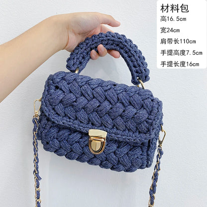 New Rope Woven Women Handbags Designer Knitting Chains Shoulder Crossbody Bag Casual Lady Hand Bags Small Flap Purses