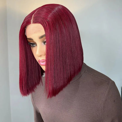 BOB Lace Front Wig Human Hair Straight 200% Full Density 13x4 HD Transparent Lace Frontal Wigs Bob Hair Lace Front Wig For Women