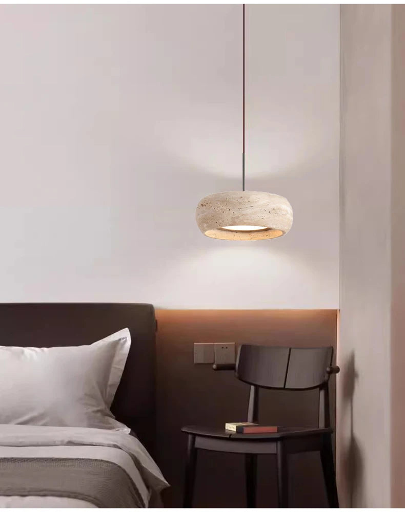 Japanese Wabi Sabi Stone Pendant Lamp for Bedroom Bedside Table Lights Minimalist Island Kitchen Dining Room Hanging Chandeliers