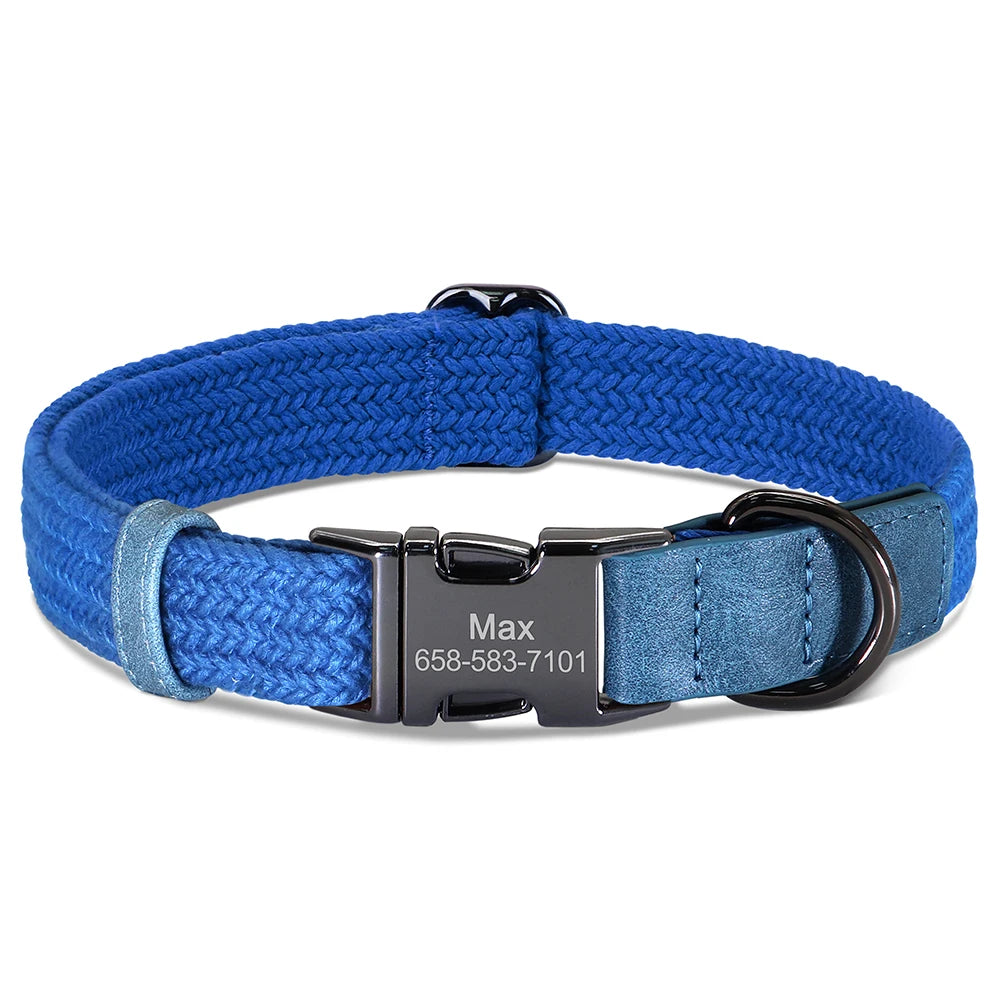 Custom Dog Collar Dog Durable Nylon Dog Collars Free Engraved Pet Name Buckle Necklace Adjustable for Small Medium Large Dogs