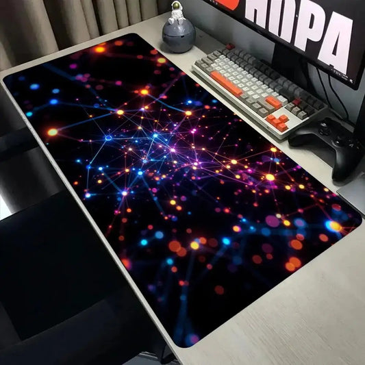 Colorful Nebula Particle Network Large Desk Mat Mouse Pad Mouse Mat Gaming Keyboard Mat  Non-Slip Rubber Base Computer Desk Pad