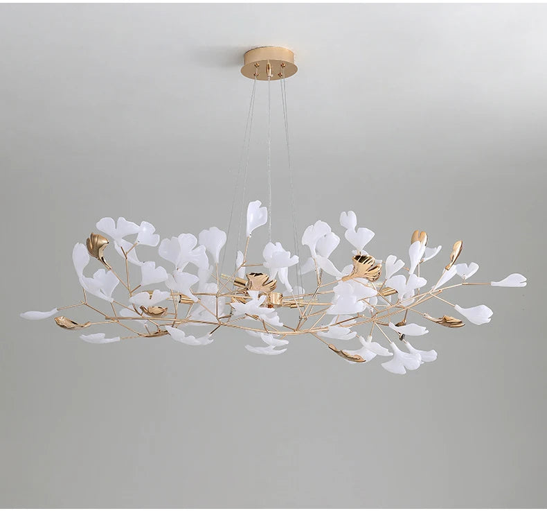 Modern Ceramics Chandeliers Home Ginkgo Biloba Decoration Villa Living Room Lighting Pendant Lamps Indoor Hanging Lights Fixture