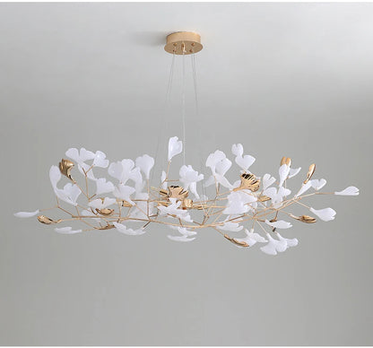 Modern Ceramics Chandeliers Home Ginkgo Biloba Decoration Villa Living Room Lighting Pendant Lamps Indoor Hanging Lights Fixture