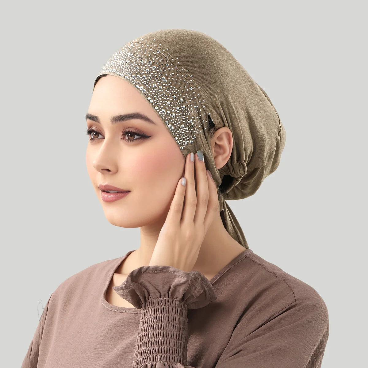 Jersey Cotton Muslim Women Under Hijab Cap With Ear Hole Inner Hijab Cap Round Forehead Underscarf Bonnet Femme Musulman