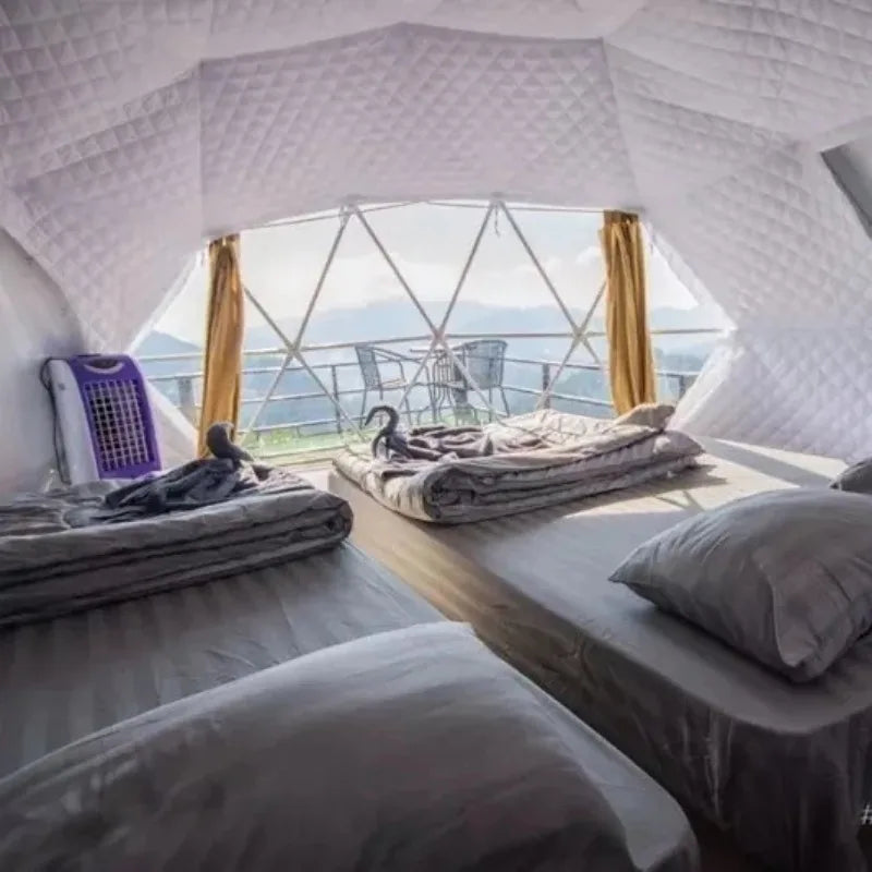 Geodesic Dome Tent, Panoramic View Round Windproof Glamping Shelter for Resort Hotel, Outdoor Campsite Holiday Accommodation