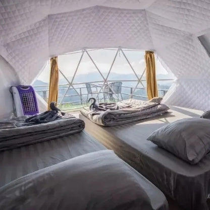Geodesic Dome Tent, Panoramic View Round Windproof Glamping Shelter for Resort Hotel, Outdoor Campsite Holiday Accommodation