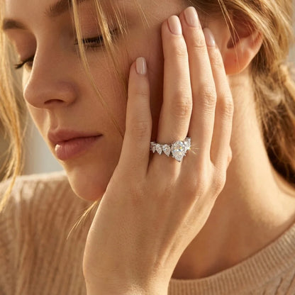 GXTRS 3CT Waterdrop Moissanite S925 Silver Rings For Women Men Sparkling Pear Cut Lab Diamond Wedding Row Band Fine Jewelry Gift